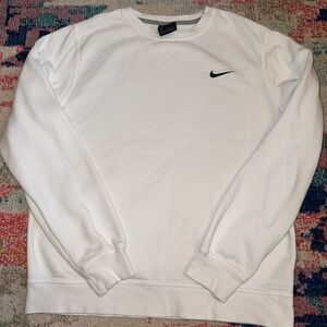 Nike White Crewneck Sweatshirt with Black Swoosh